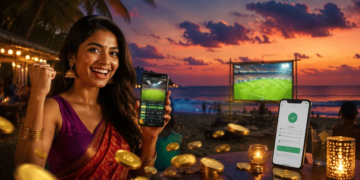 Scenic Goa beach with sports betting concept
