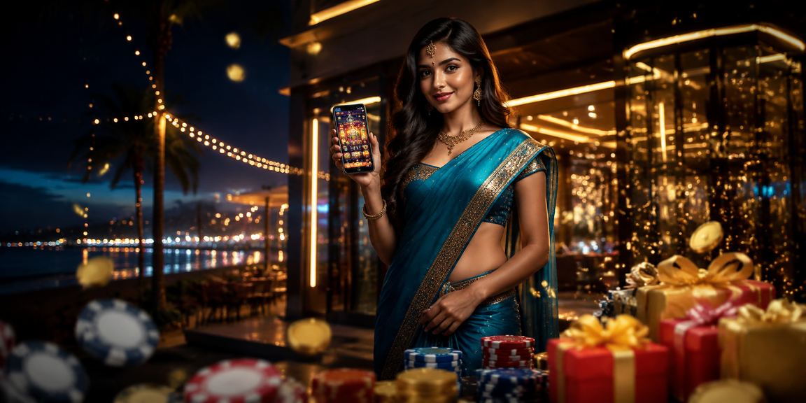 Indian woman enjoying live casino game on mobile device